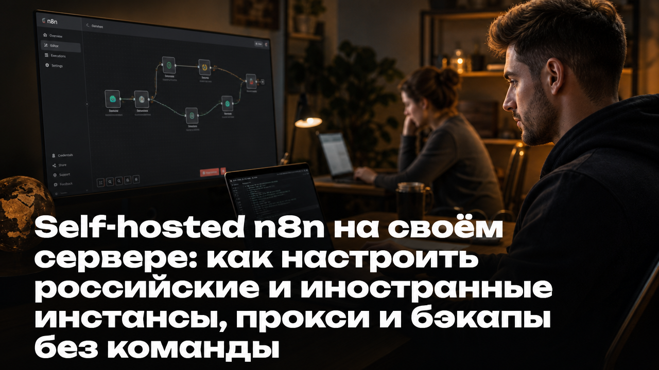 Self-hosted n8n на своём сервере: как настроить российские и иностранные инстансы, прокси и бэкапы без команды