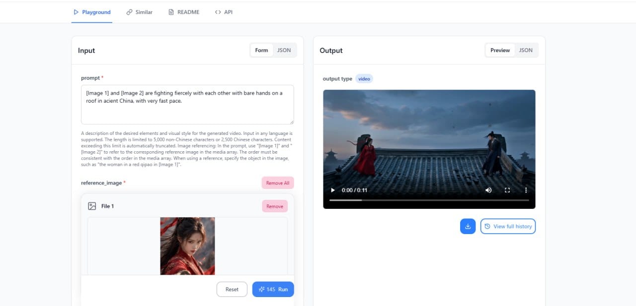Интерфейс генератора kie.ai для видео в нейросетях 